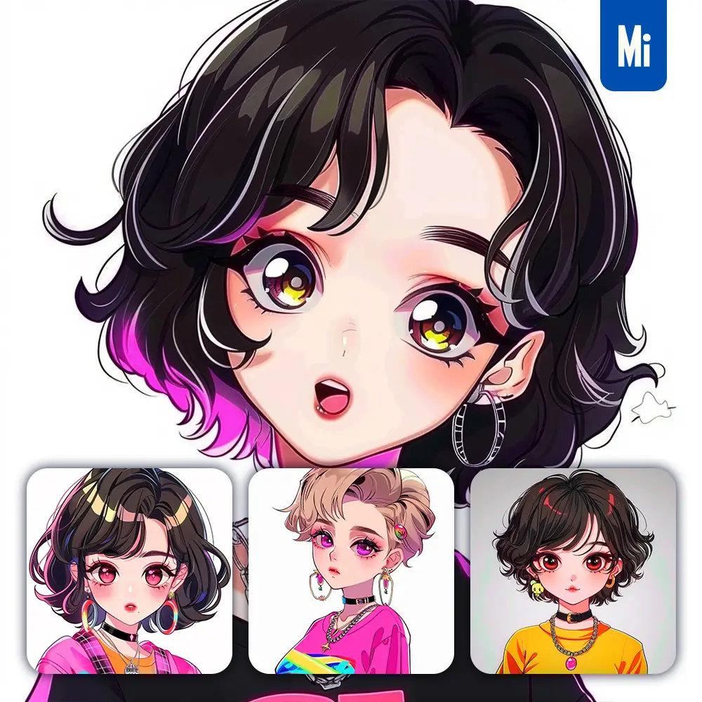 Midjourney Prompt Face Cheerful Girl Portrait Cartoon Cute Head Animation