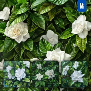 Midjourney Prompt Flower Gardenia Branch Leaves Leaf Dewdrop Drop Photography