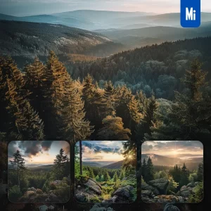 Midjourney Prompt Forest Peak Mountain Hill Woods Rock Landscape Photography