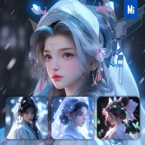 Midjourney Prompt Futurism Technology Girl Lady Face Beautiful Portrait Animation Cartoon