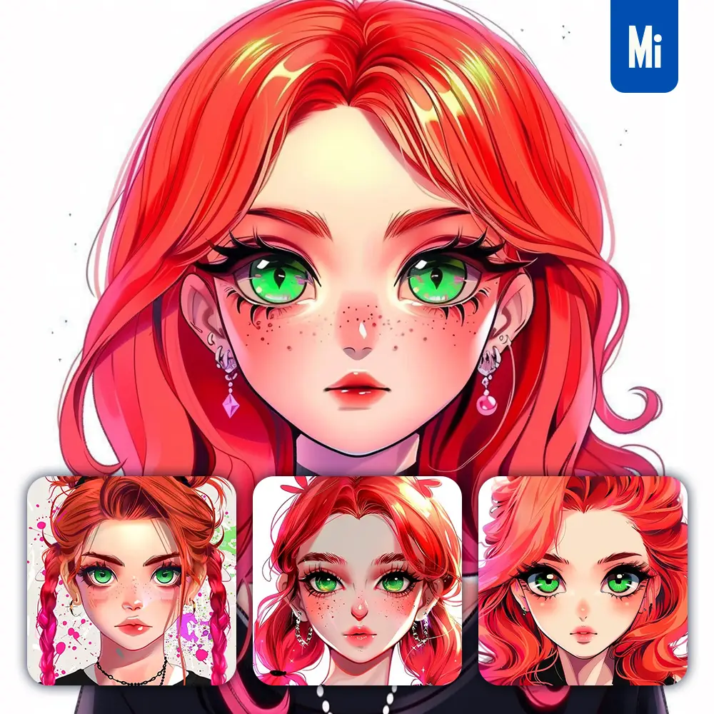 Midjourney Prompt Girl Portrait Head Face Woman Cartoon Animation