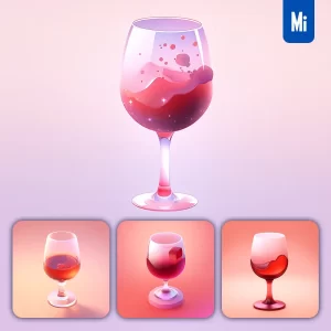 Midjourney Prompt Glass Red Wine 3D Icon Game Cartoon Cute Lovely