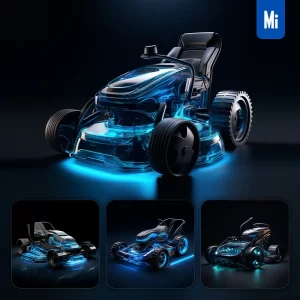 Midjourney Prompt Grass Lawn Mower Cropper Conceptual Design Azure Product 3D Transparent