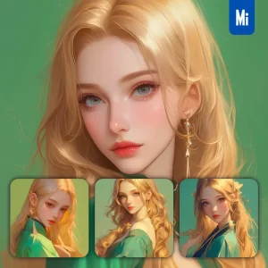 Midjourney Prompt Green Beautiful Woman Girl Lady Face Portrait Animation Cartoon