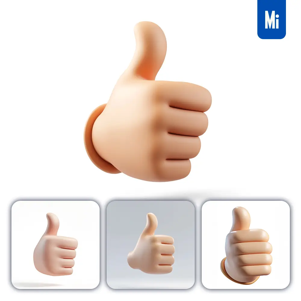 Midjourney Prompt Hand Gesture Thumbs Up 3D Icon Cartoon Good