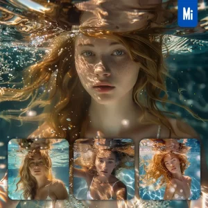 Midjourney Prompt Head Face Portrait Lady Girl Woman Water Underwater Swimming Photography