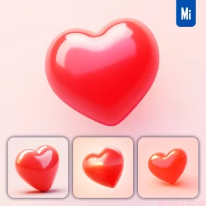 Midjourney Prompt Heart 3D Icon Game Cartoon Cute Lovely