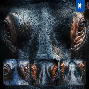 Midjourney Prompt Hippo Eyes Head Straight Face Detailed Close Up Photography