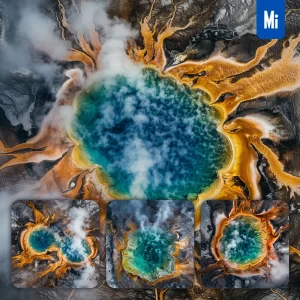 Midjourney Prompt Hot Spring Lake Water Colorful Geotherm Peak Geyser Landscape Photography