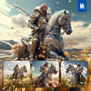 Midjourney Prompt Knight Horse Gold Meadow Golden Ride Armour