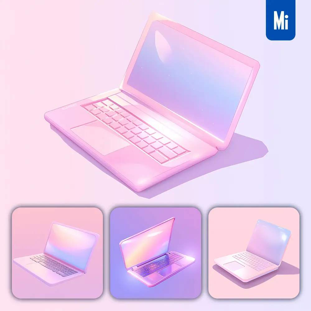 Midjourney Prompt Laptop 3D Icon Game Cartoon Cute Lovely