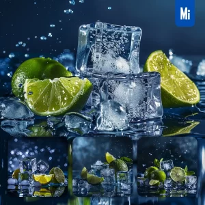 Midjourney Prompt Lime Ice Cube Water Photography