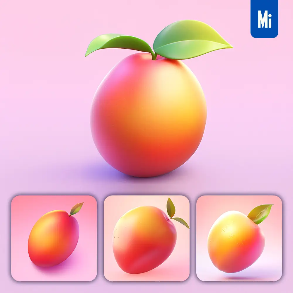 Midjourney Prompt Mango 3D Icon Game Cartoon Cute Lovely
