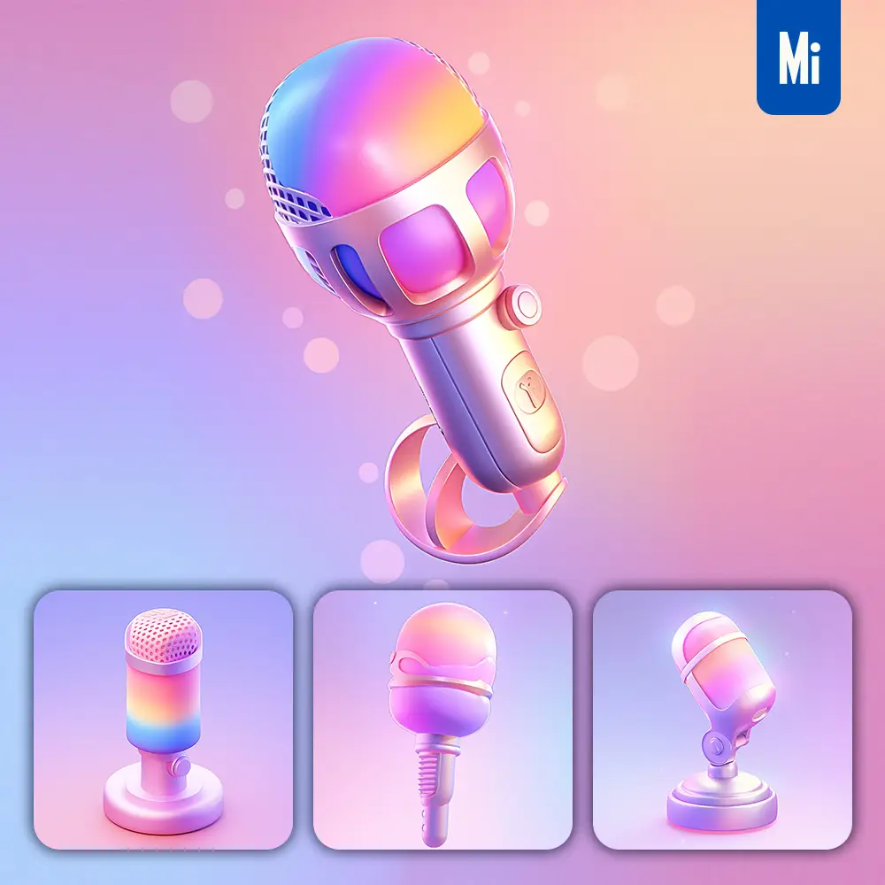 Midjourney Prompt Microphone MIC 3D Icon Game Cartoon Cute Lovely