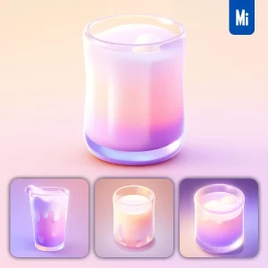 Midjourney Prompt Milk Glass 3D Icon Game Cartoon Cute Lovely