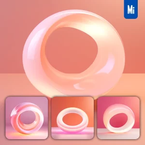 Midjourney Prompt Pink Red White Circle Round Annulus 3D Background Wallpaper