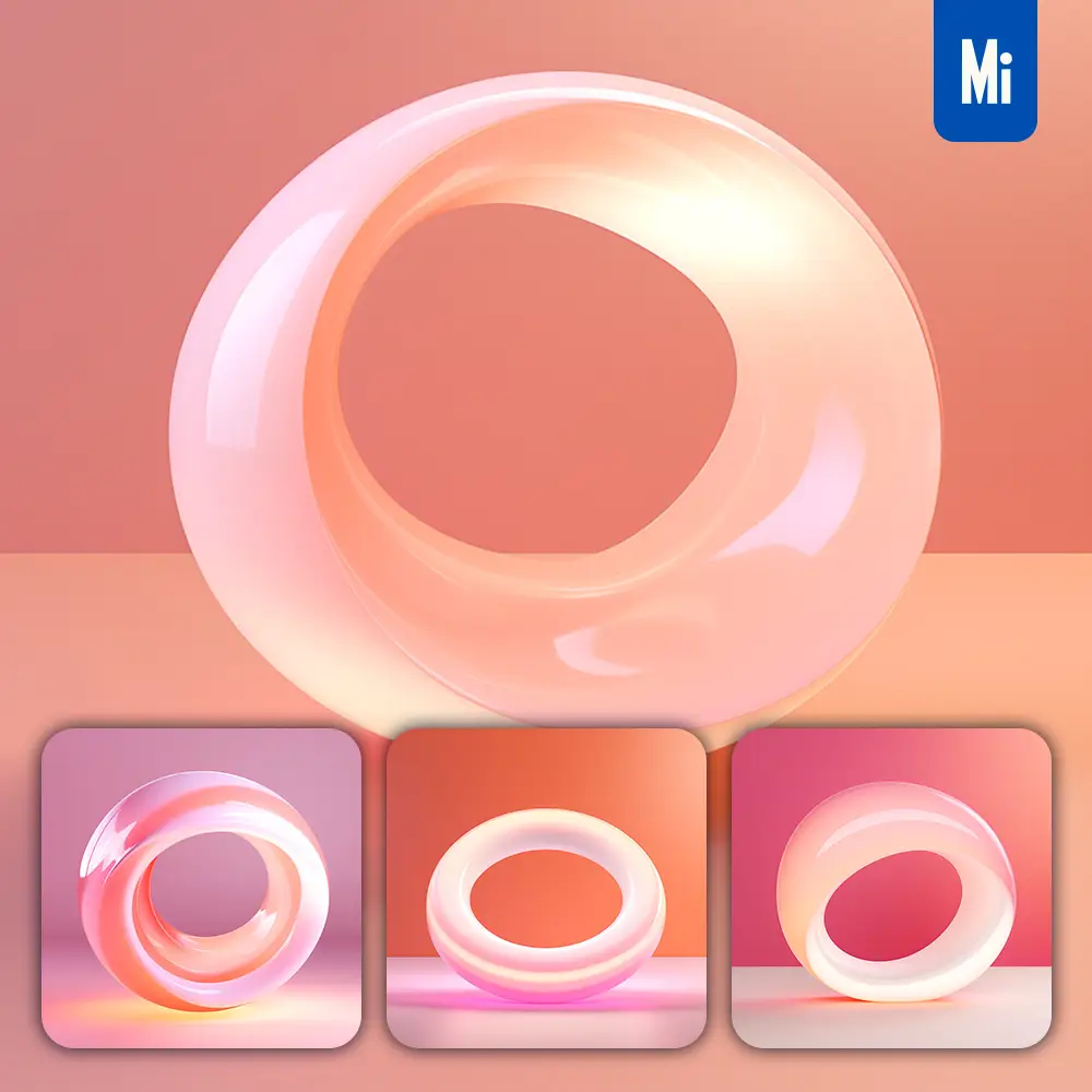 Midjourney Prompt Pink Red White Circle Round Annulus 3D Background Wallpaper