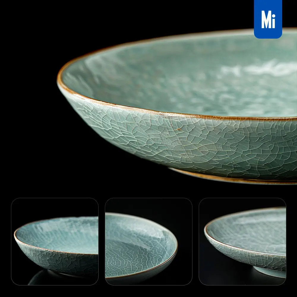 Midjourney Prompt Plate Edge Chinese Porcelain China Crackle Glaze Pattern Ceramic Photography