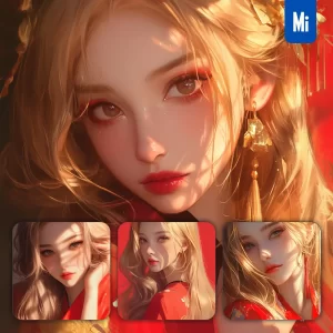 Midjourney Prompt Red Beautiful Woman Girl Lady Face Portrait Animation Cartoon