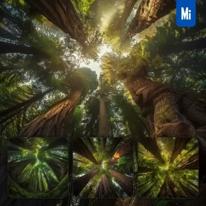 Midjourney Prompt Redwood Massive Trunk Wood Tree Sky Landscape Photography