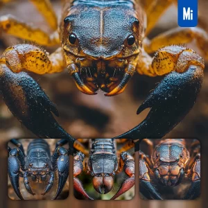 Midjourney Prompt Scorpion Claws Cheliceraes Head Eyes Detailed Close Up Photography