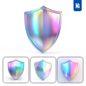 Midjourney Prompt Shield 3D Pastel Hologram Holographic Colorful Icon Model