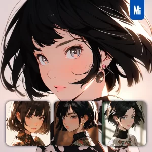 Midjourney Prompt Short Hair Beautiful Woman Capable Girl Lady Face Portrait Animation Cartoon