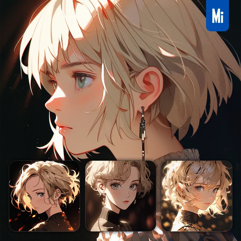 Midjourney Prompt Short Hair Beautiful Woman Girl Lady Face Portrait Animation Cartoon
