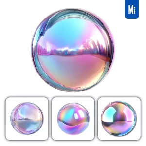 Midjourney Prompt Sphere 3D Pastel Hologram Holographic Colorful Icon Model