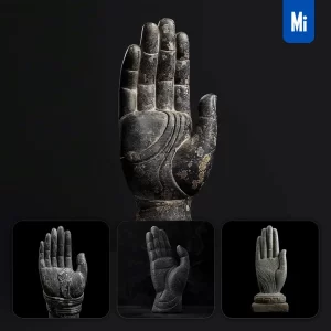 Midjourney Prompt Stone Hand Palm Smooth Buddha Photography
