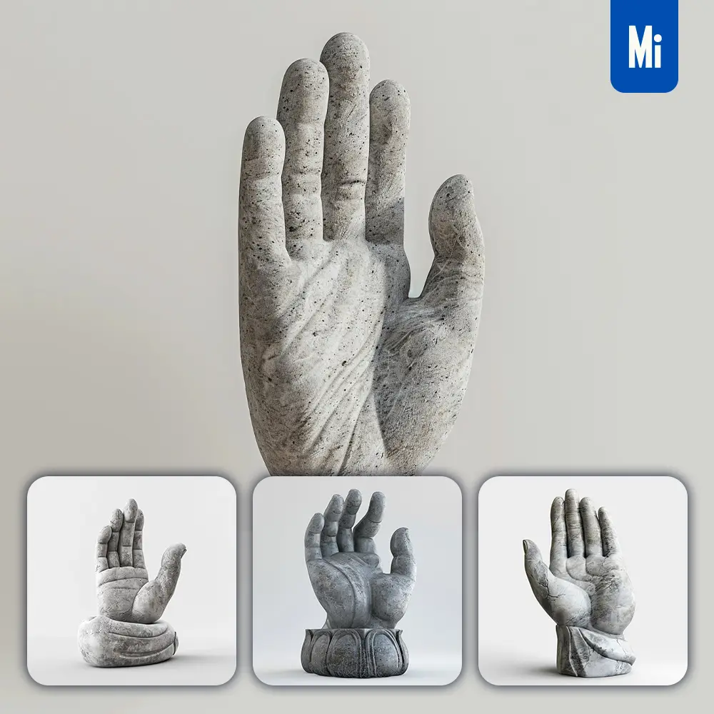 Midjourney Prompt Stone Hand Smooth Buddha Palm Photography