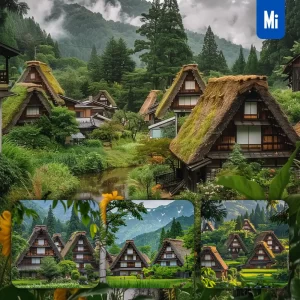 Midjourney Prompt Summer House Greenery Mountain Village Hamlet Landscape Photography