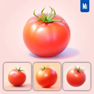 Midjourney Prompt Tomato 3D Icon Game Cartoon Cute Lovely