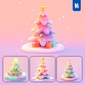 Midjourney Prompt Christmas Tree 3D Icon Game Cartoon Cute Lovely