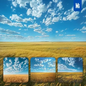 Midjourney Prompt Wheat Sprawling Plain Sky Golden Field Landscape Photography