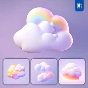 Midjourney Prompt White Cloud 3D Icon Game Cartoon Cute Lovely