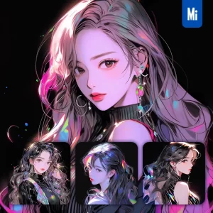 Midjourney Prompt Woman Girl Lady Face Colorful Beautiful Portrait Animation Cartoon