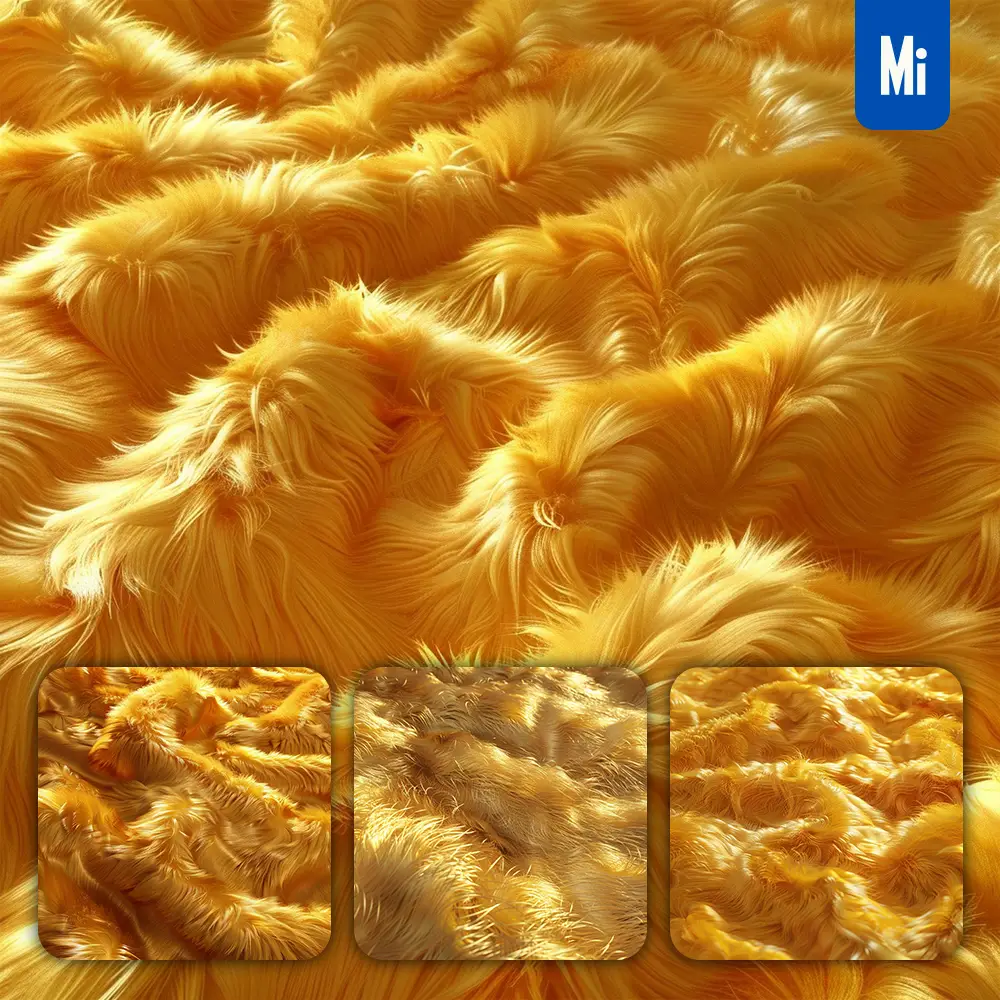 Midjourney Prompt Yellow Golden Luster Soft Fur Furry Fabric Plush