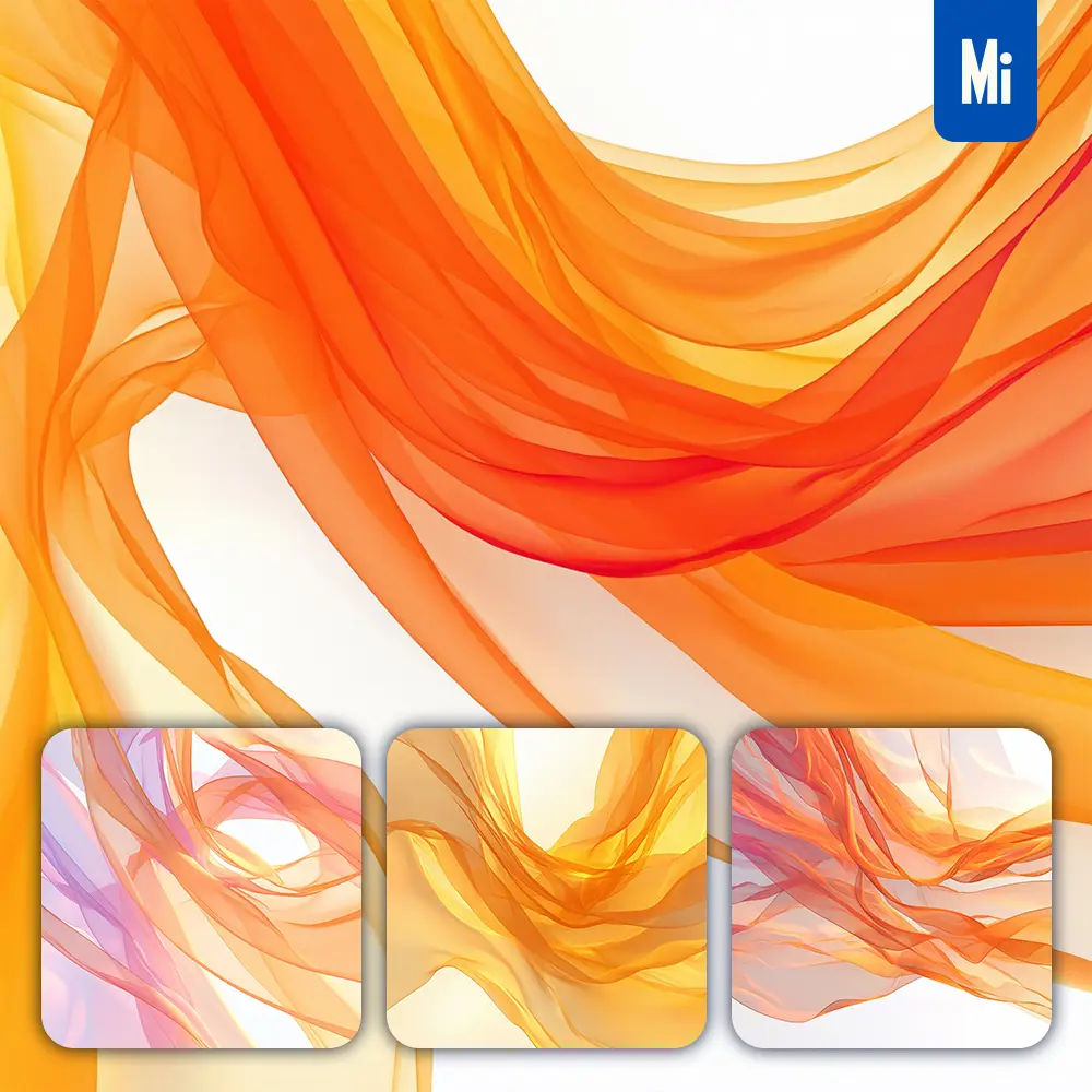Midjourney Prompt Yellow Red Orange Voile Fabric Abstract Background Minimalism Fluid Wavy