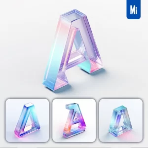 Midjourney Prompt a 3D Letter Glass C4D Transparent Crystal