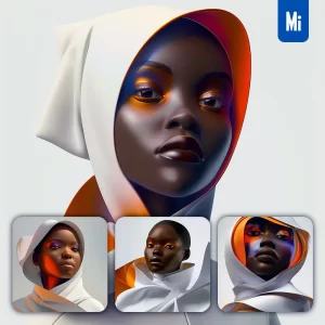 Midjourney Prompt African Woman Girl Lady White Hoodie Portrait Styling Fashion Photography