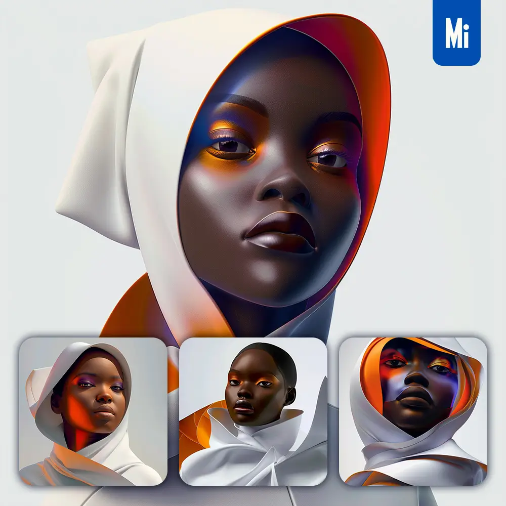 Midjourney Prompt African Woman Girl Lady White Hoodie Portrait Styling Fashion Photography