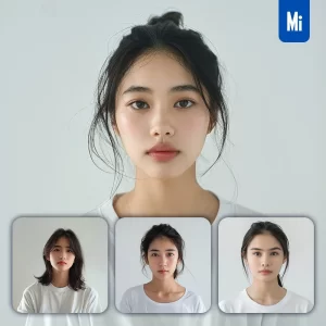 Midjourney Prompt Asian Oriental Woman Girl Lady Head Face White Dress Portrait Photography
