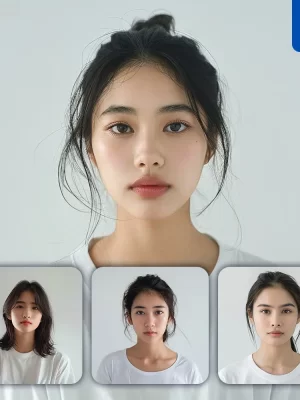 Midjourney Prompt Asian Oriental Woman Girl Lady Head Face White Dress Portrait Photography