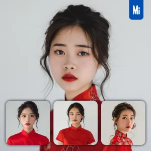 Midjourney Prompt Chinese Woman Girl Lady Red Cheongsam Portrait Photography