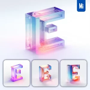 Midjourney Prompt E 3D Letter Glass C4D Transparent Crystal