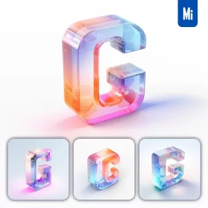 Midjourney Prompt G 3D Letter Glass C4D Transparent Crystal