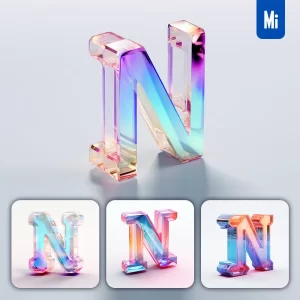Midjourney Prompt N Letter Glass C4D Transparent Crystal