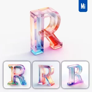 Midjourney Prompt R Letter Glass C4D Transparent Crystal