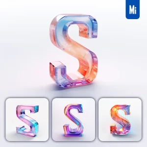 Midjourney Prompt S Letter Glass C4D Transparent Crystal